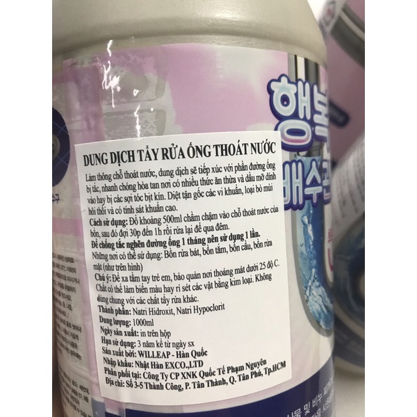 (chính hãng)- Chai nước thông cống,bồn cầu đa năng Sandokkaebi 1000ml Hàn Quốc