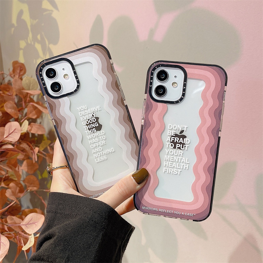 Ốp Điện Thoại Mềm Họa Tiết Lượn Sóng Màu Hồng Và Xám Cho iPhone 11 / 12 / 13 Promax 7 / 8 Plus / X / XR / Xs Max