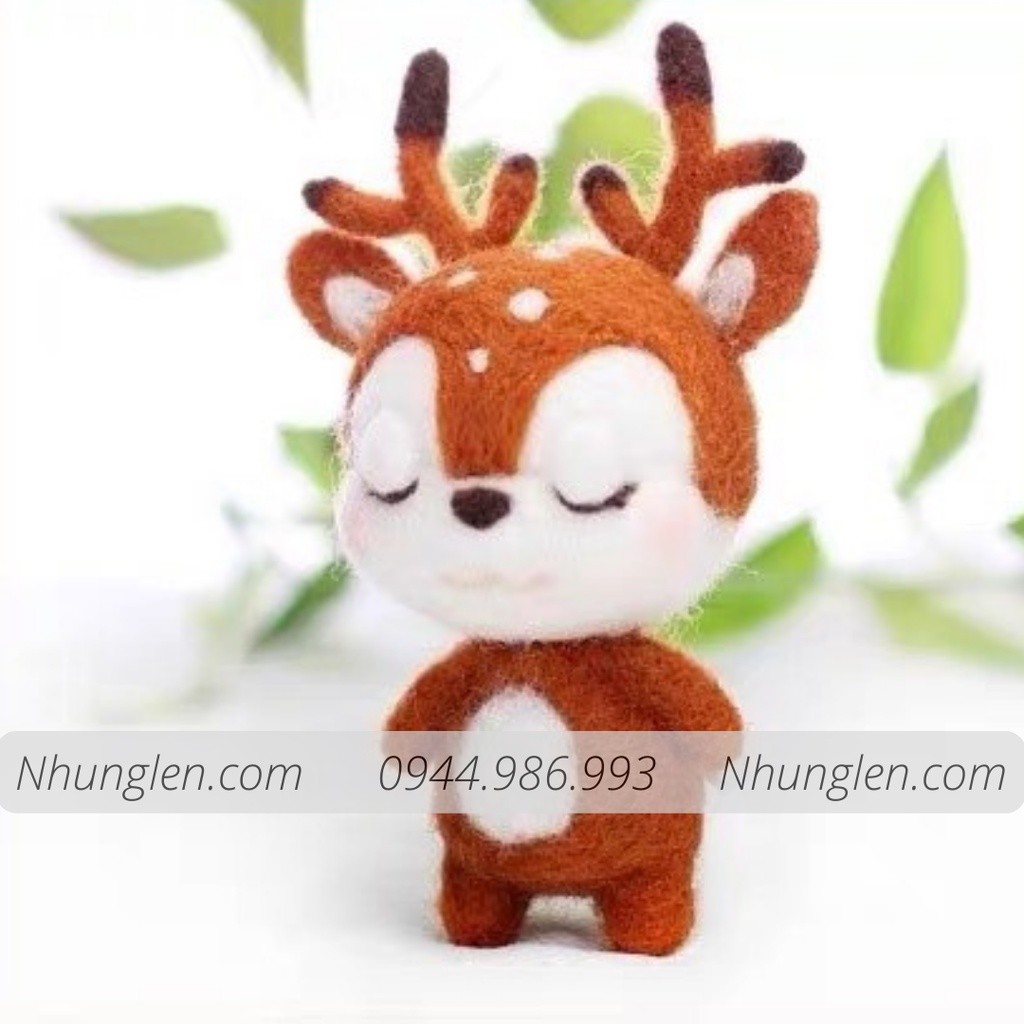 [Có Hướng dẫn làm] Kit Len chọc - Needle Felt bé Nai Ngủ Quên