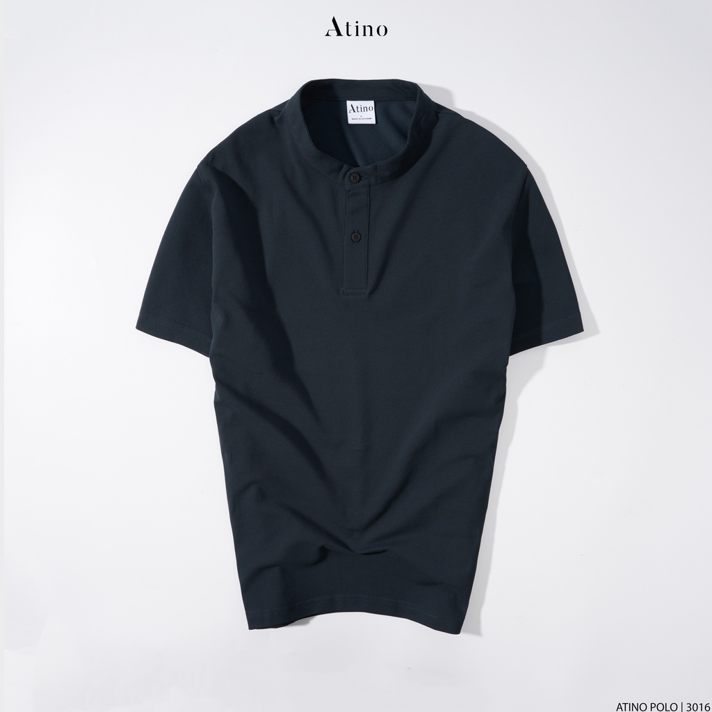 Áo Thun Cộc Tay Nam Trơn Cổ Tàu ATINO Chất Liệu Cotton Cá Sấu Form Regular PL7.3016