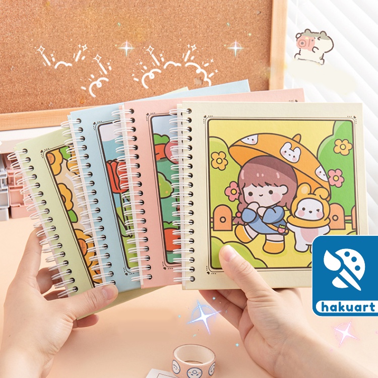 Sổ lò xo vuông MOKA bìa cứng 80 tờ 160 trang giấy màu kem caro - Văn phòng phẩm Haku