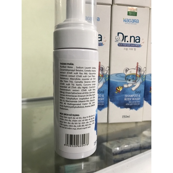 Sữa tắm gội thảo mộc cho bé Dr.na- giúp dưỡng ẩm da, làm dịu da bé khi: rôm sảy, mẩn ngứa, mề đay....