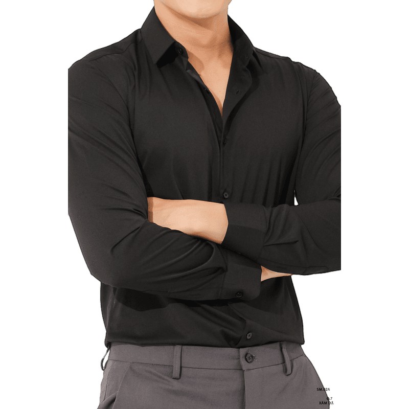 Áo sơ mi nam tay dài công sở trơn cao cấp, sang trọng AKUBA - Form Slimfit | 02A923