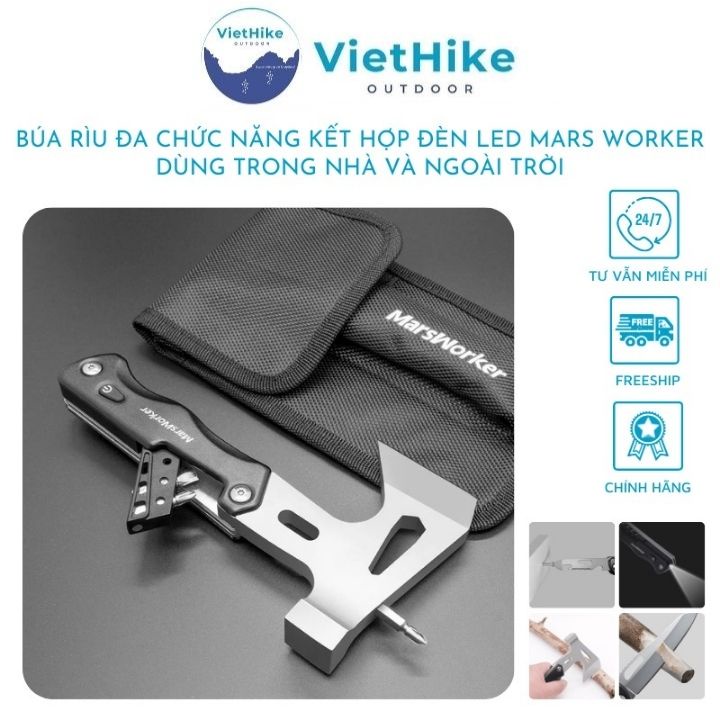 Búa rìu dã ngoại đa năng kết hợp đèn Led ( 13 chức năng)