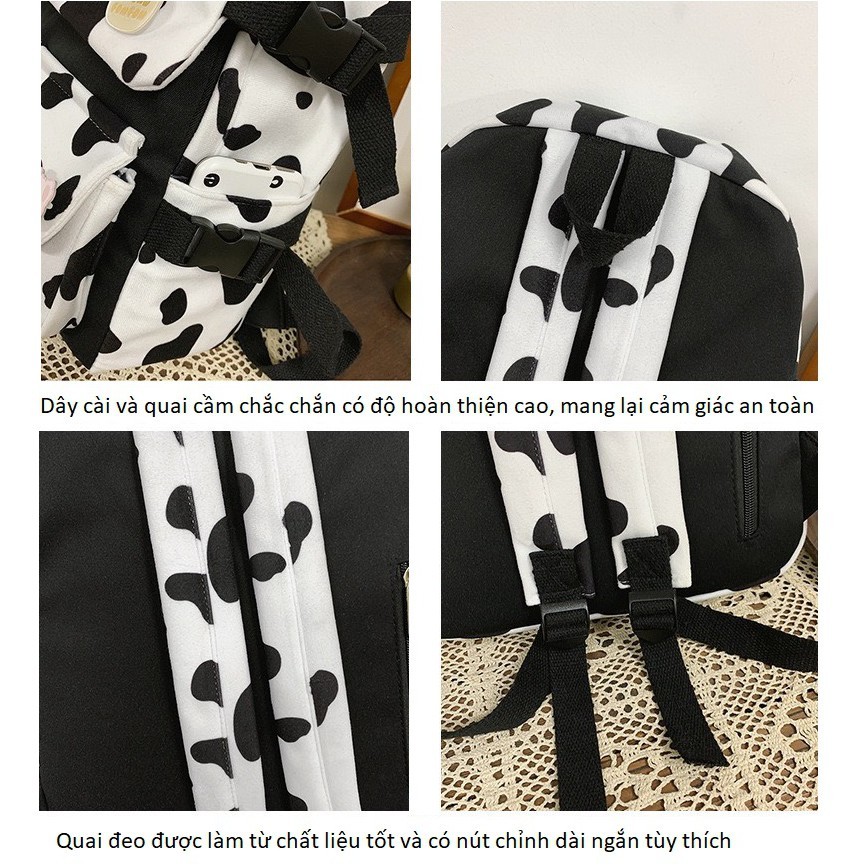 Balo bò sữa Ulzzang nam, nữ vải canvas chống nước 620BOS