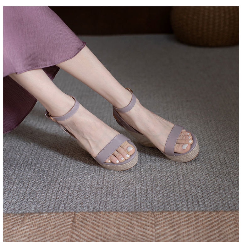 Giày Sandal Đan Cói Đế Xuồng Dày Phong Cách La Mã Thời Trang Mùa Hè Hàng Mới