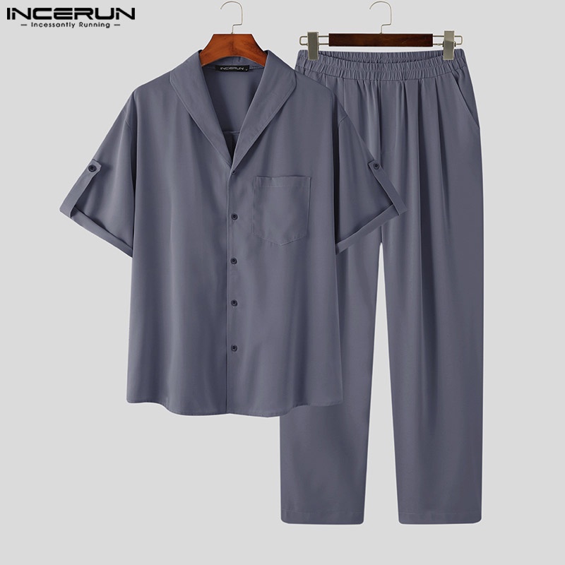 Trang phục INCERUN gồm áo thun tay ngắn và quần lưng thun phong cách nam tính