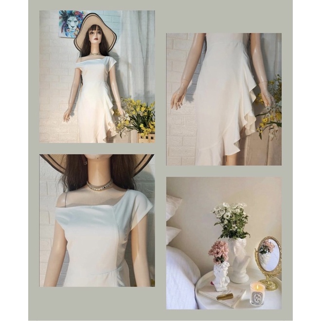 Đầm 2hand lệch chanh xả