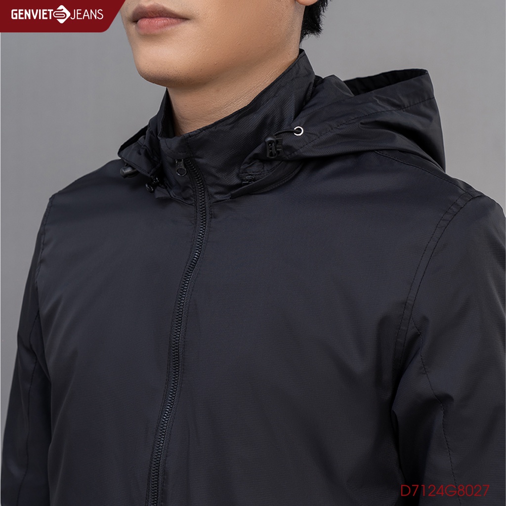 Áo Khoác Gió Nam Genviet 2 Lớp Dày Dặn Cản Gió Cản Nước Tay Bo Có Mũ D7124G8027