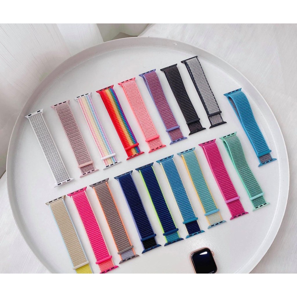Dây Đeo Nylon Sọc Apple Watch Series 7/6/5/SE/4/3/2/1 Size 38-40-41-42-44-45mm