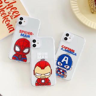 Ốp điện thoại trong suốt in hình Spiderman Ironman Captain America cho iPhone 11 Pro Max Xs Max XR 6 6s 7 8 Plus