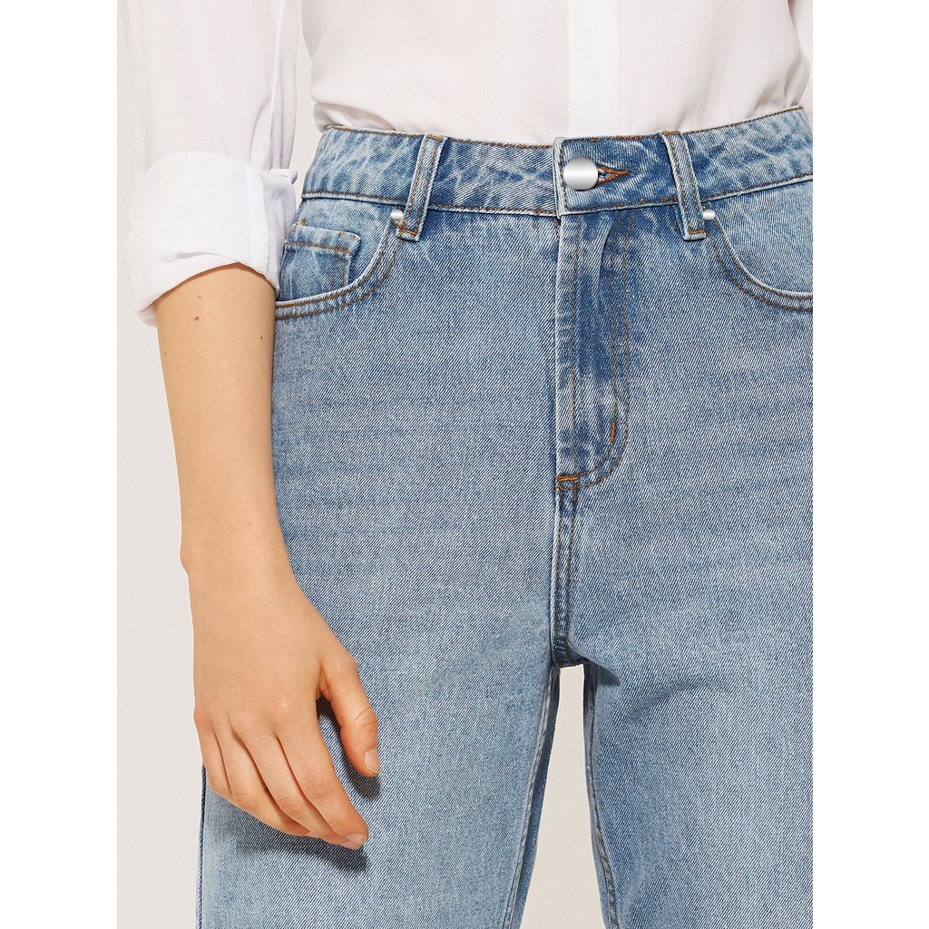 Quần Mom Jeans Nữ Lưng Cao Màu Xanh M-02C