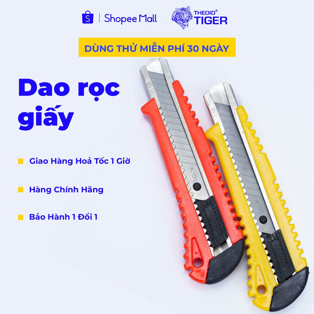 Dao Rọc Giấy 180mm Theoid Tiger có thể thay lưỡi dao rọc giấy - Bảo hành 1 đổi 1