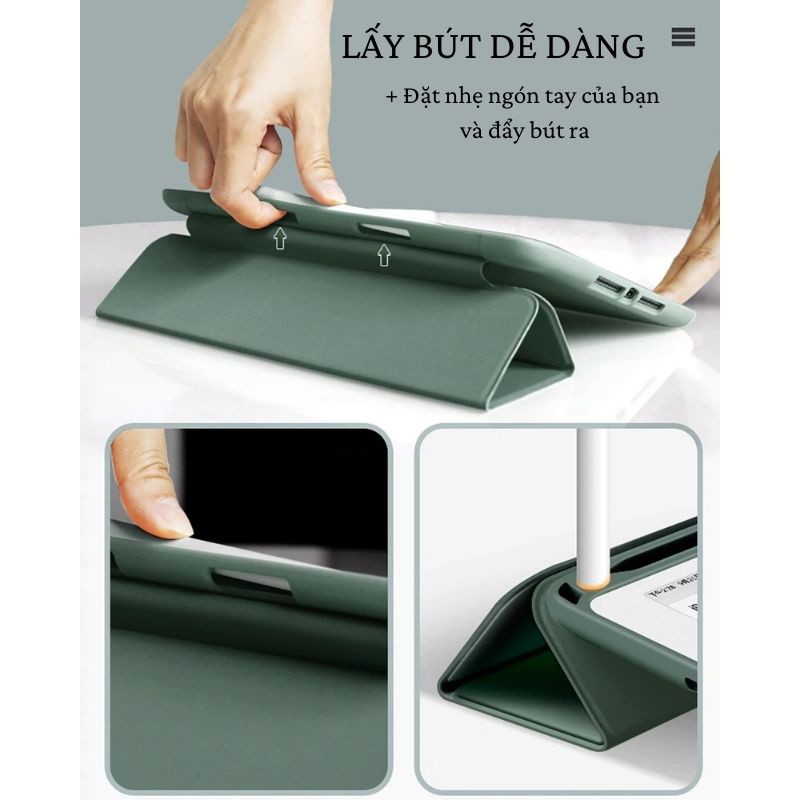 Bao Da Thông Minh Cho Ipad Phiên Bản Có Khay Đựng Bút Chính Hãng Donie 100% Viền Silicon P01 | BigBuy360 - bigbuy360.vn