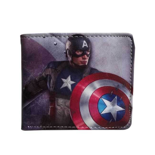 Ví gập dáng ngắn chất liệu da PU in họa tiết nhân vật Marvel thời trang cho nam