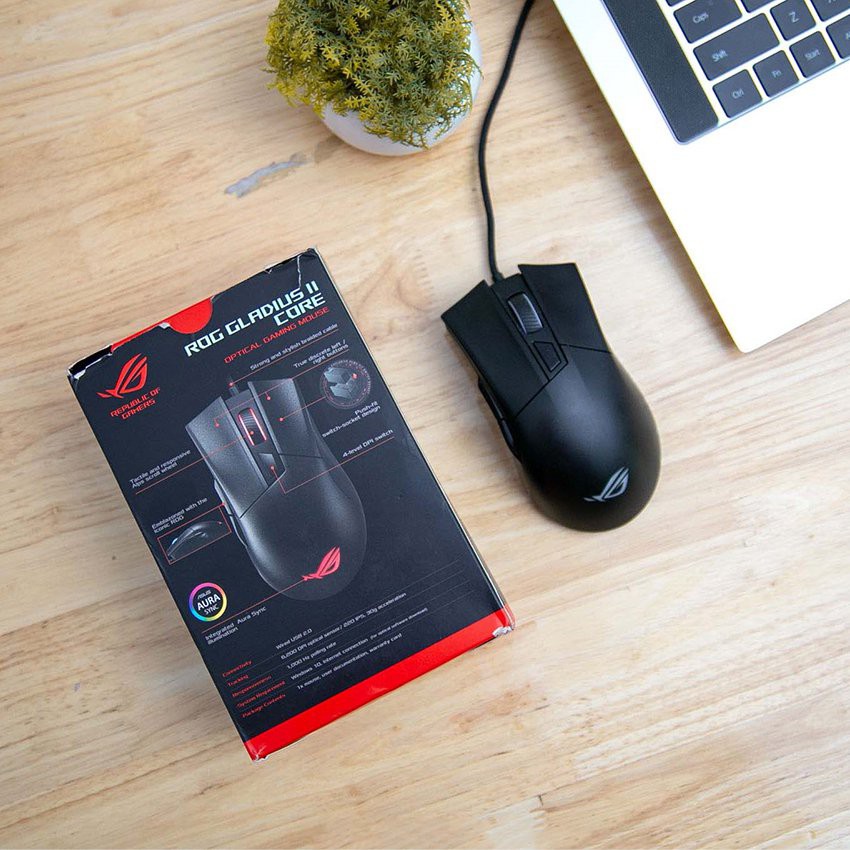 Chuột gaming Asus ROG Gladius II Core (P507) (USB/RGB/Black) - Chính hãng phân phối