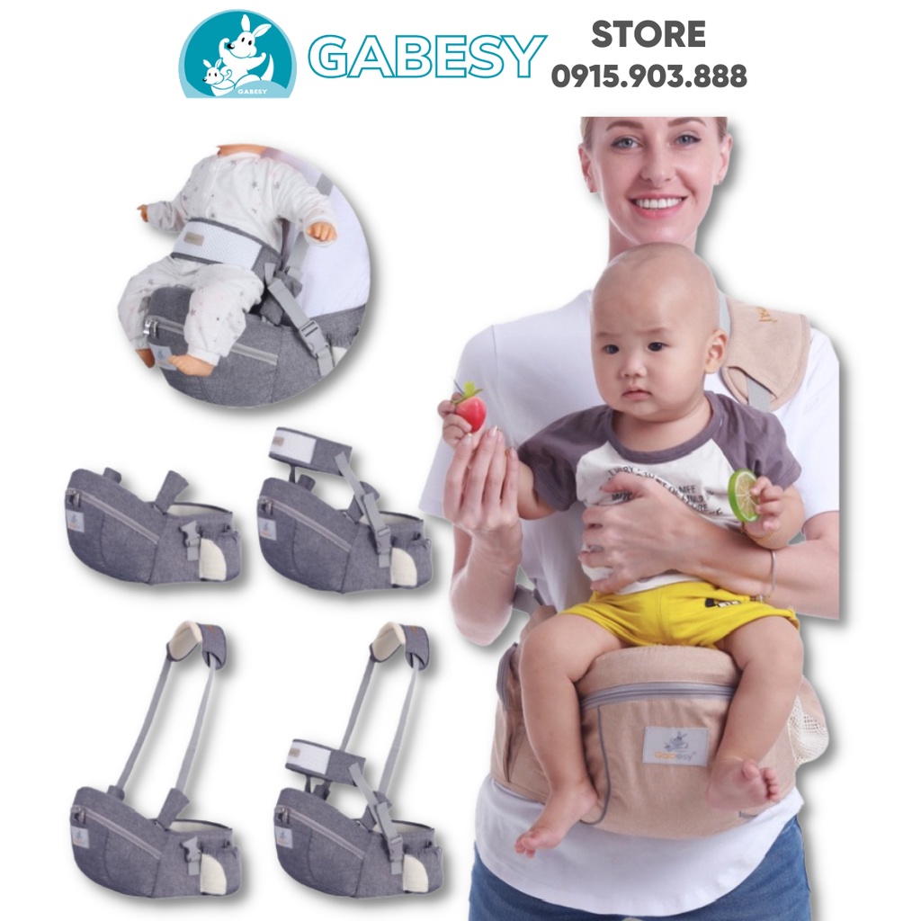 Địu chính hãng GABESY D5 , địu ngồi có đai an toàn và dây quàng vai trợ lực cho bé từ 0 - 36 tháng tuổi