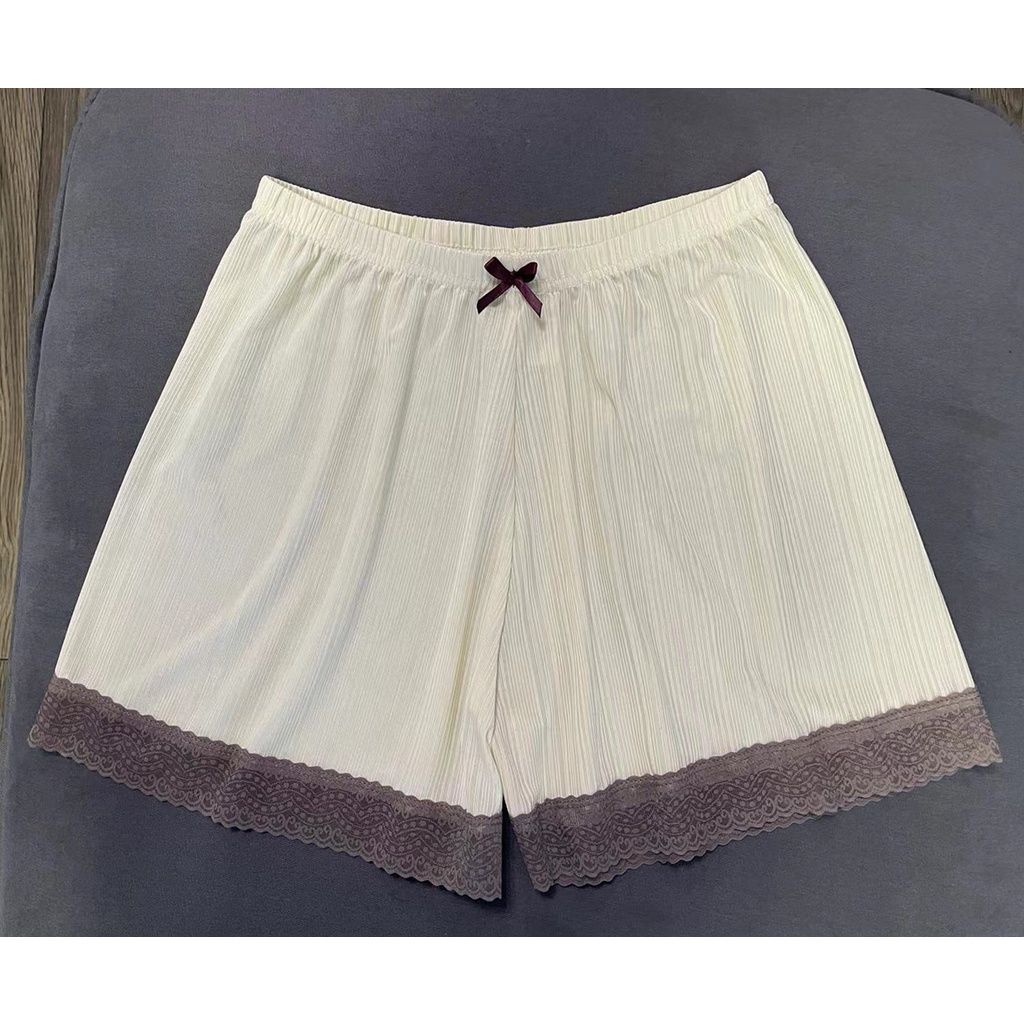 Quần Short Bảo Hộ Dáng Rộng Vải Lụa Lạnh Phối Ren Chống Chói Thời Trang Mùa Hè Hàng Mới Cho Nữ