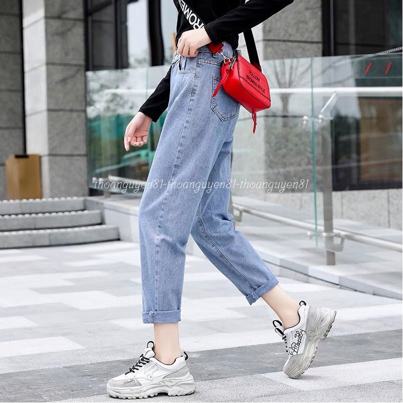Quần jean Baggy nữ lưng cao dáng lỡ,chất bò mịn,cạp cao vừa phải-Minxy shop