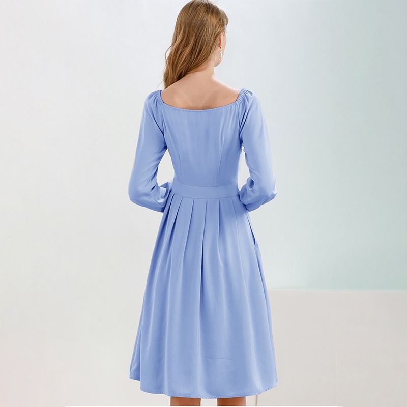 Đầm cổ vuông nút bọc LYNO AB0134