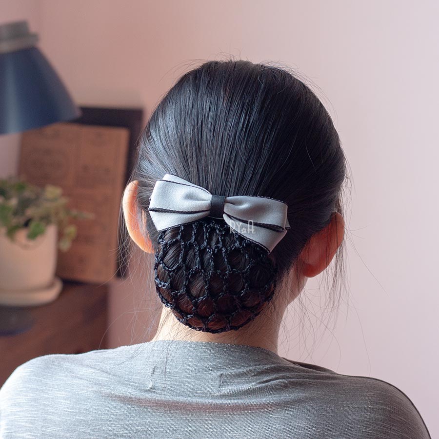 Kẹp búi tóc công sở nơ ruy băng viền đen RYA 92043