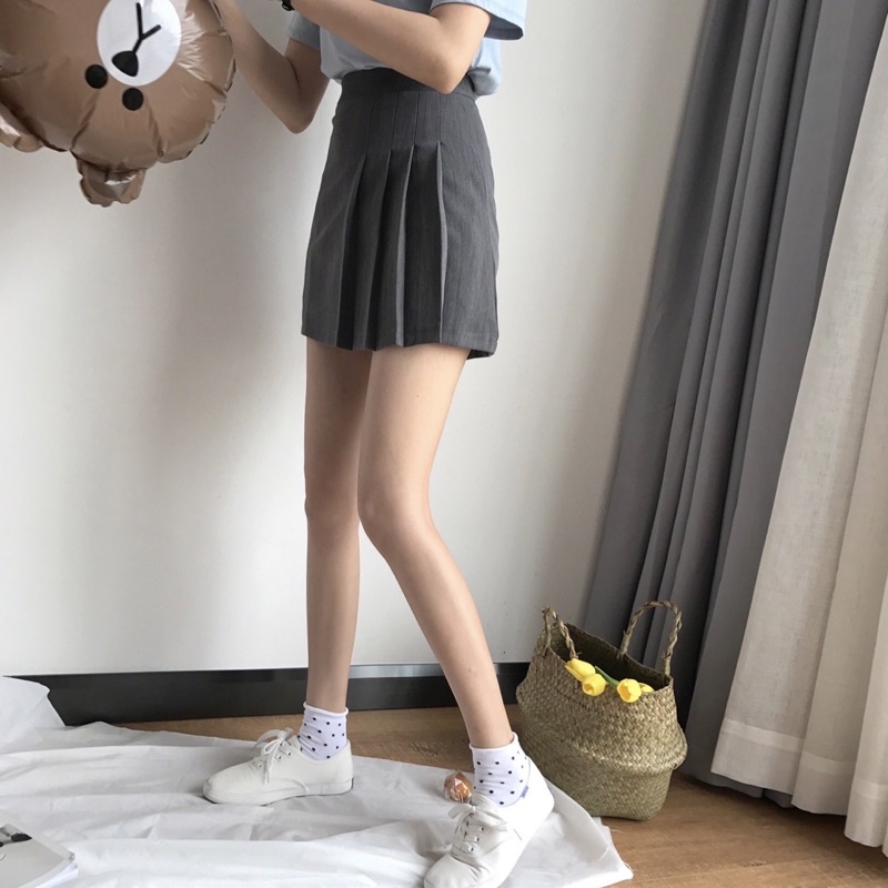 Chân váy xếp ly màu xám kiểu dáng mới Qc M983 | BigBuy360 - bigbuy360.vn