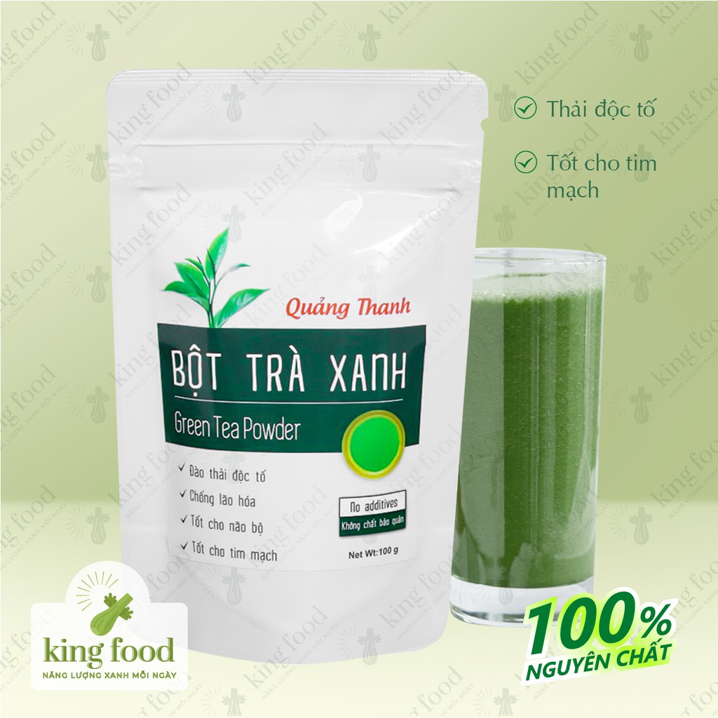 Bột trà xanh sấy lạnh nguyên chất Quảng Thanh (100g) đắp mặt nạ trắng da, làm đẹp da, tốt cho tim mạch, chống lão hoá da