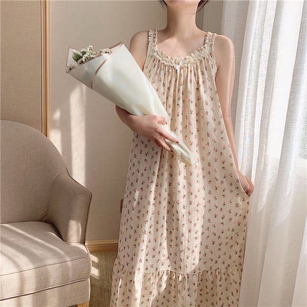 ĐẦM 2 DÂY ĐUÔI CÁ VIỀN BÈO PHỐI REN HOA NHÍ - VÁY HOA DÁNG SUÔNG