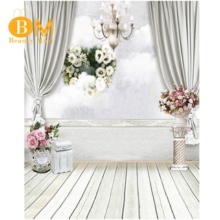 Rèm Hoa Trắng Làm Nền Chụp Ảnh Studio 5x7ft