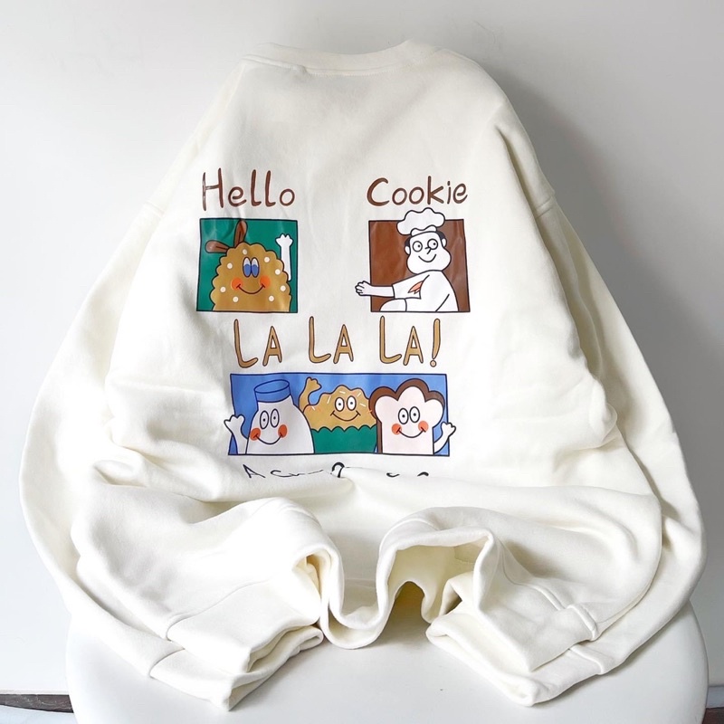 [ ẢNH THẬT ] ÁO SWEATER NỈ COOKIE TRẮNG UNISEX FORM RỘNG (ẢNH THẬT Ở CUỐI) | WebRaoVat - webraovat.net.vn