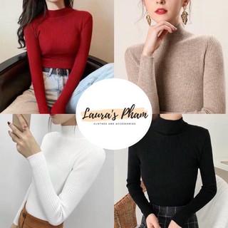 [HOT ] Áo len nữ phong cách Hàn Quốc, áo len tăm cổ 3 phân, chất len mềm mịn, chuẩn form dáng.