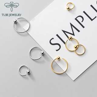 Khuyên tai bạc unisex TLEE móc bi basic cá tính TLEE JEWELRY B0213