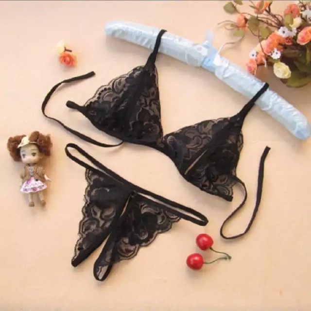 [Mã 12FASHIONSALE1 giảm 10K đơn 50K] Set đồ lót ren quần xẻ đáy siêu sexy