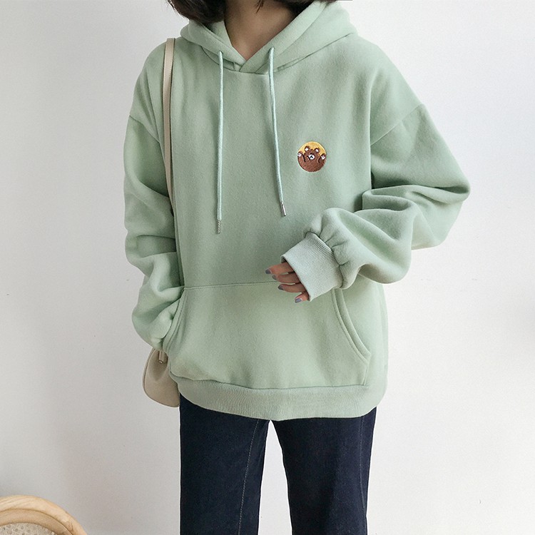 Áo Hoodie hoạ tiết hoạt hình phong cách Hàn Quốc thiết kế đơn giản cho phái nữ | BigBuy360 - bigbuy360.vn