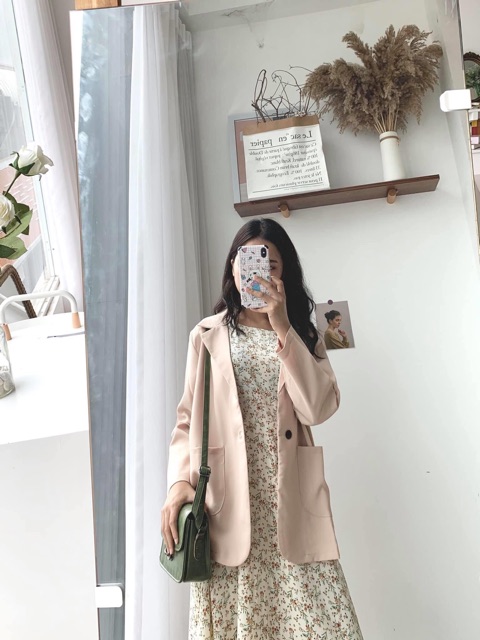 ÁO BLAZER 1 LỚP TRƠN KẺ DÀI TAY CHẤT ĐẸP
