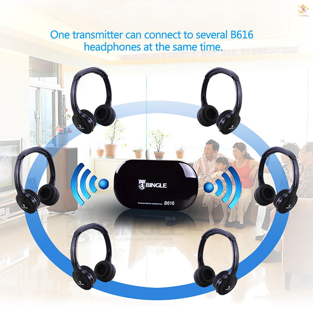 ET BINGLE B616 Multifunction Wireless Stereo Headphones On Ear Headset FM Radio Wired Earphone Transmitter for MP3 PC TV Smart Phones