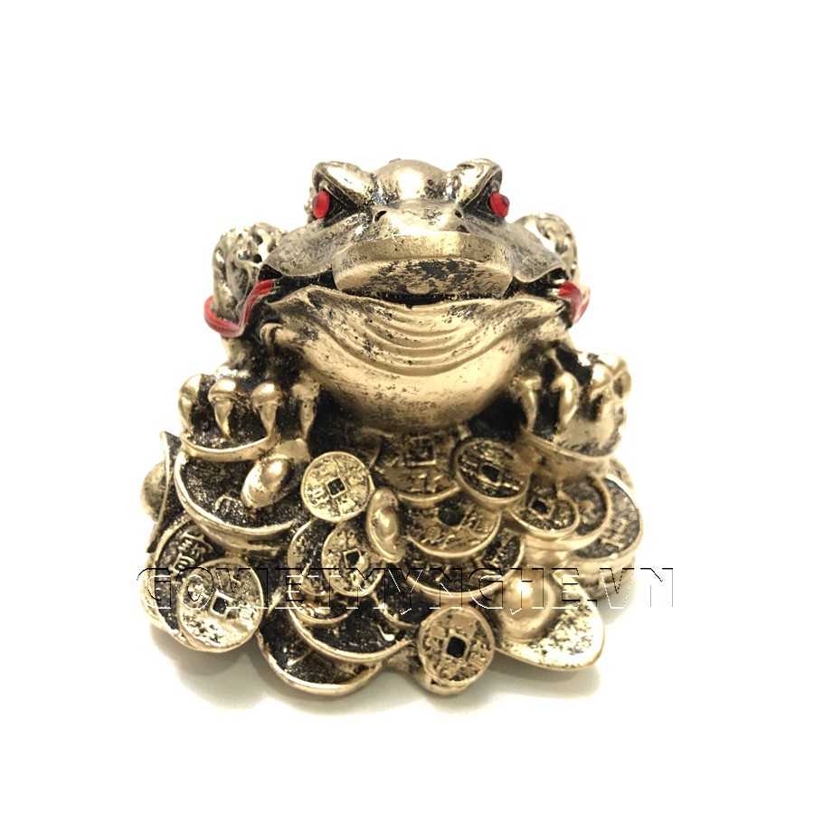 Tượng Đá Cóc Thiềm Thừ 3 Chân Phong Thủy - Cao 11cm - Màu Nhũ Vàng | BigBuy360 - bigbuy360.vn
