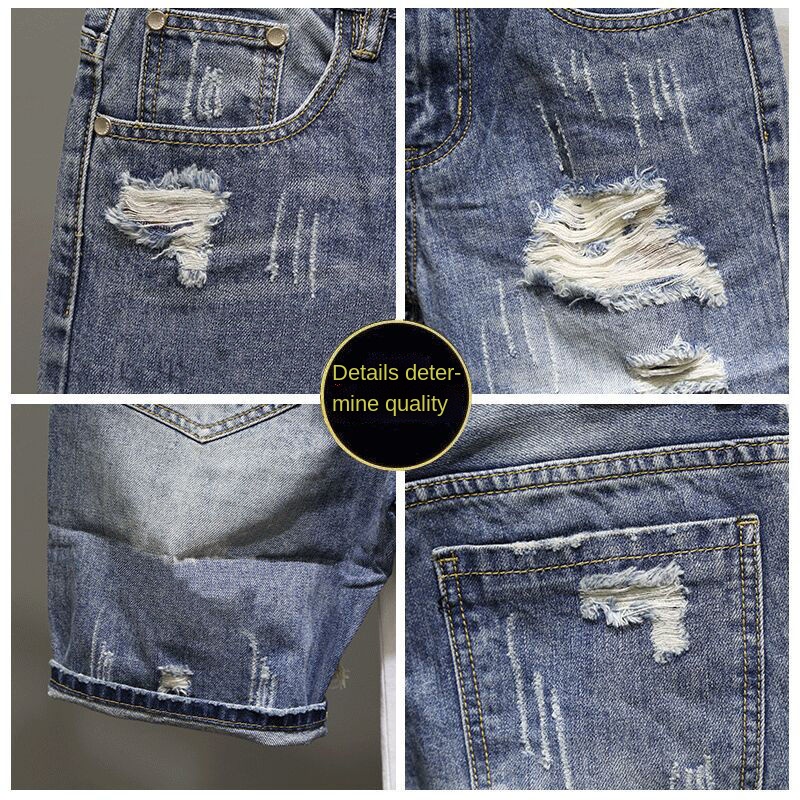 Quần jeans lửng rách gối thời trang dành cho nam