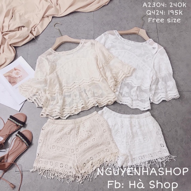 Set áo ren tay loe đi biển xinh (có bán rời)