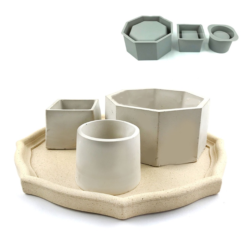 Khuôn silicone làm chậu hoa/nến bằng resin epoxy tiện dụng