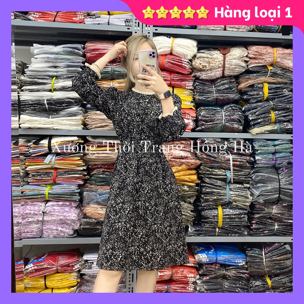 ✅Ảnh thật 100% ✅ ☘️Váy voan hoa nhí cổ tròn trẻ trung ☘️ ( 3 màu )