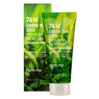 Sữa Rửa Mặt Trà Xanh Farmstay 76 Green Tea Seed Premium Moisture Foam Cleansing 100ml