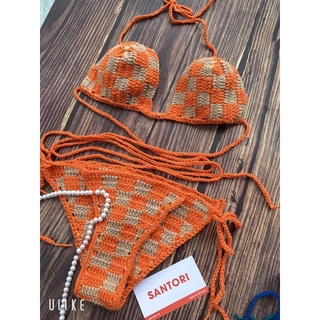 Bikini len đan móc thủ công, bikini len thủ công đi biển đi chơi