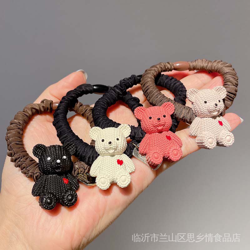 Dây Cột Tóc Cao Su Co Giãn Tốt In Họa Tiết Gấu Hoạt Hình Dễ Thương Phong Cách Hàn Quốc Thời Trang Cho Nữ