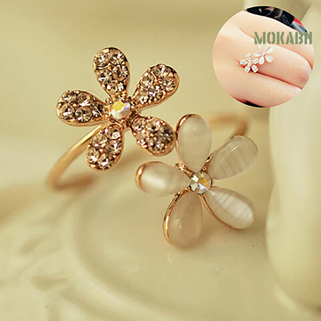 Nhẫn Hở Đính Đá Opal Nhân Tạo Trọng Lượng Nhẹ Tùy Chỉnh Thời Trang Cho Nữ