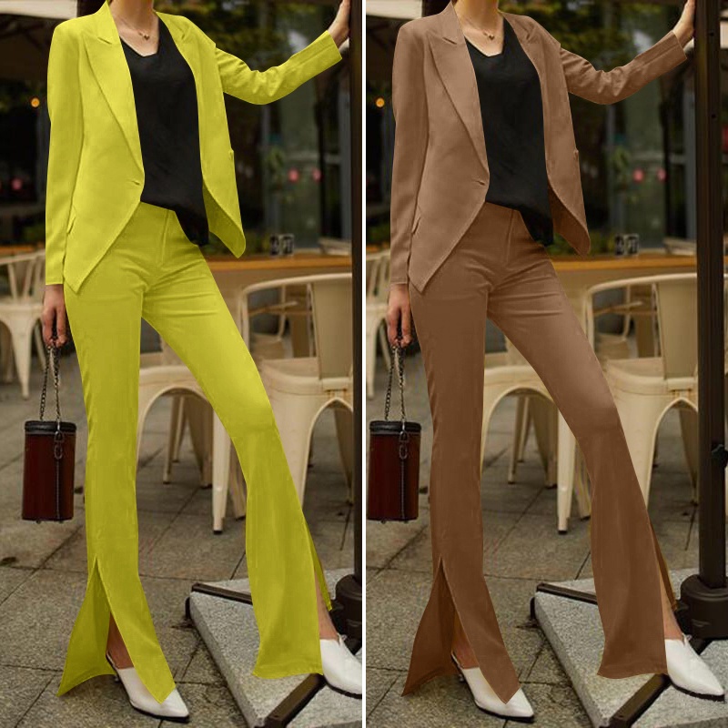 Set áo khoác blazer + quần dài ZANZEA phong cách thời trang cho nữ