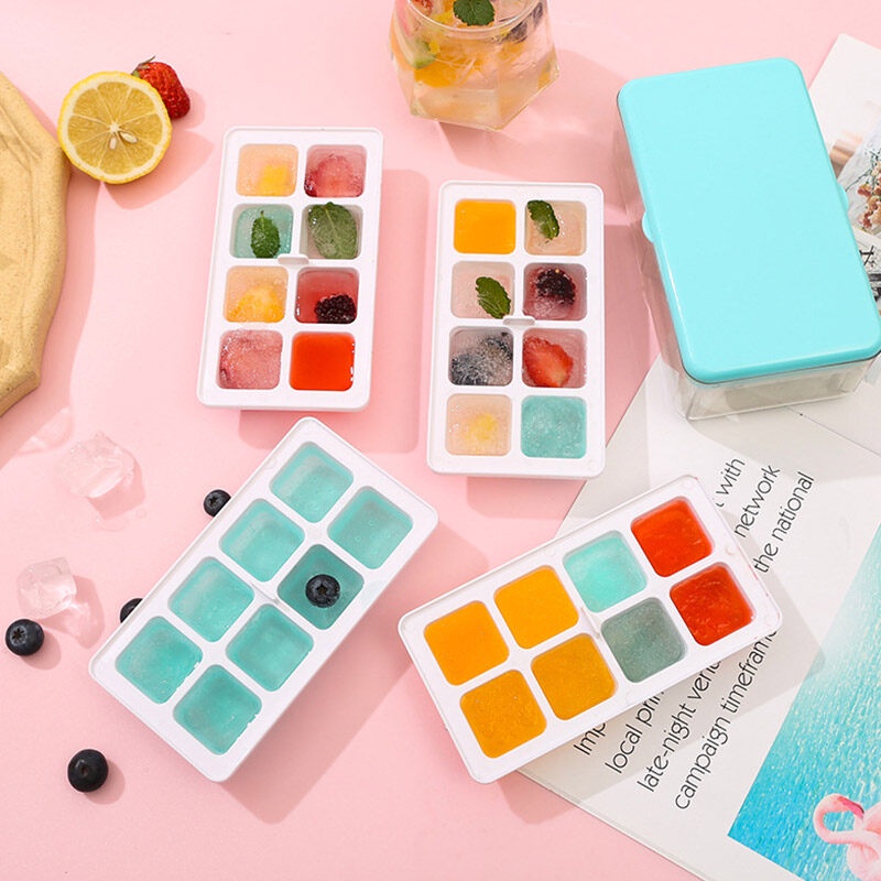 ONLY HOUSE  Khay Làm Đá 8 Ngăn Dạng Nhấn Bằng silicone Sức Chứa Lớn Cho Hộ Gia Đình