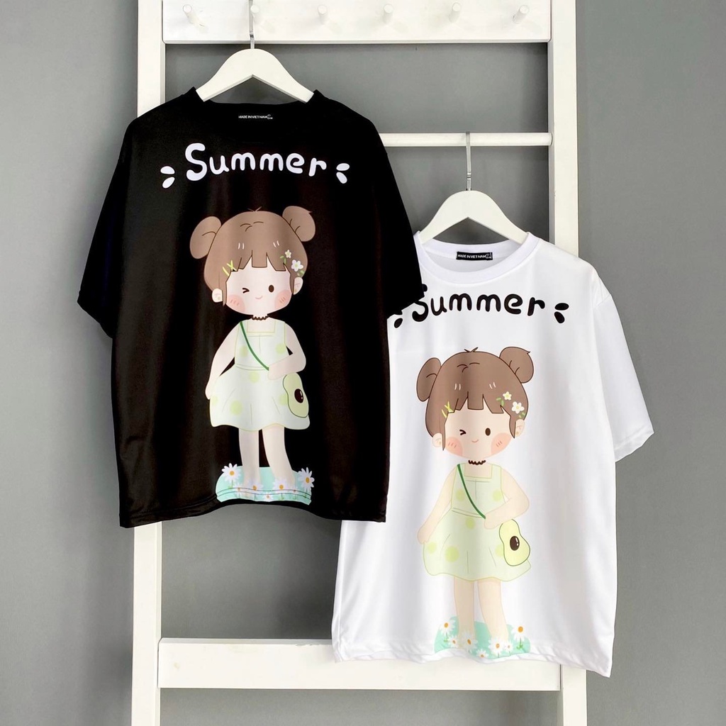 Áo phông hoạ tiết dễ thương hoạt hình form rộng unisex áo thun cặp đôi SIB074