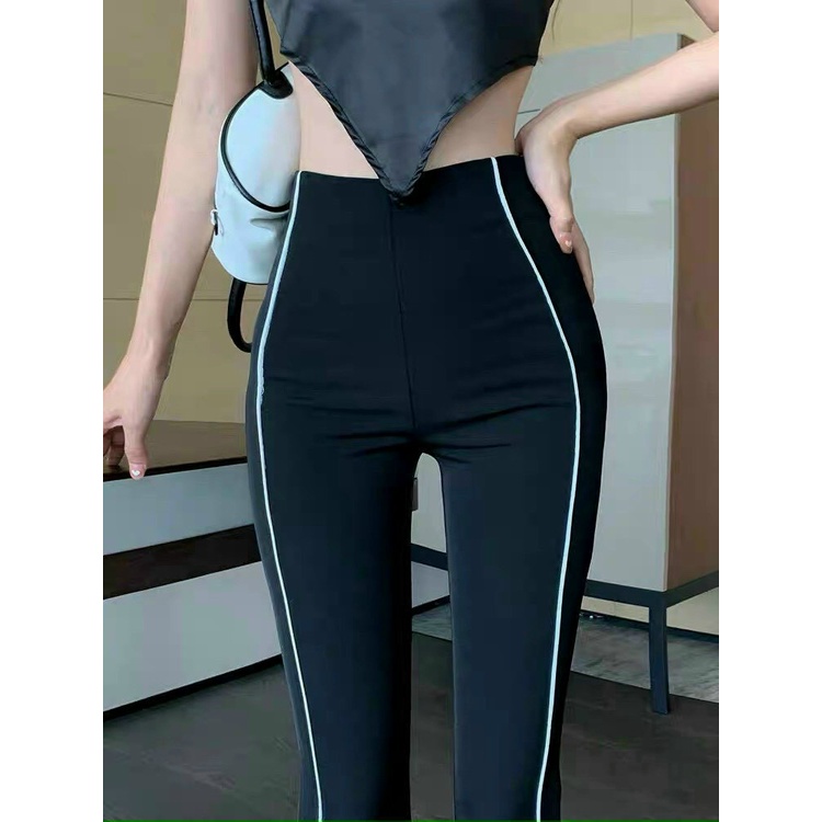 Quần Tây Nữ Ống Loe Viền Sọc Lưng Cao Form Chuẩn Cực Kì Tôn Dáng