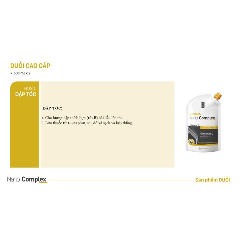 Duỗi nhanh cao cấp tạo độ thẳng, bóng tóc LAVOX NANO COMPLEX.